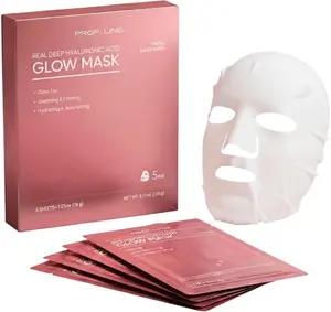 REAL DEEP HYALURONIC ACID GLOW MASK - Brightening Face Mask with Brrigredo Oxygen Complex & Full-Molecular HA - Antioxidant Treatment for Dull, Tired Skin - Improves Skin Texture & Radiance - 5 Pack