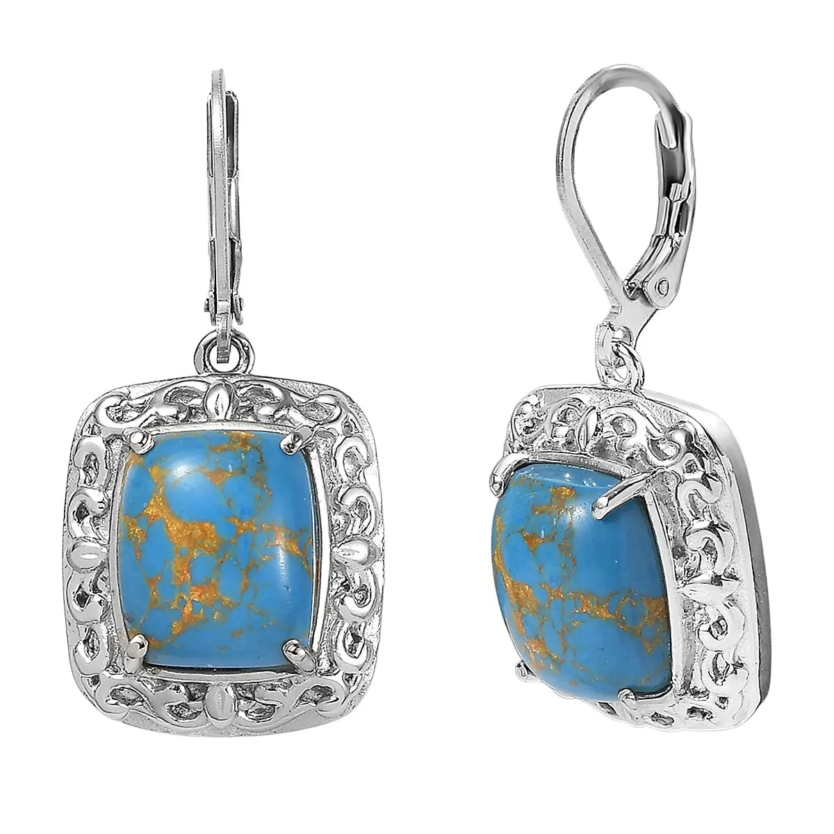 EverTrue Mojave Blue Turquoise Earrings in Stainless Steel 10.00 ctw