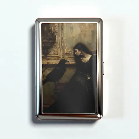 Vintage Cigarette Case - Card Holder Trinket Box Gothic Wallet Business Card ID Holder Versatile Stash Tin Box Metal