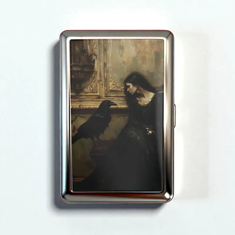 Vintage Cigarette Case - Card Holder Trinket Box Gothic Wallet Business Card ID Holder Versatile Stash Tin Box Metal