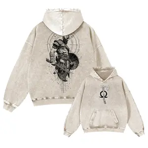 kratos Unisex FallFreshness outfits men streetwear 80s 90s graphic tees cotton Game funny 350G Washed Hoodies men gifts