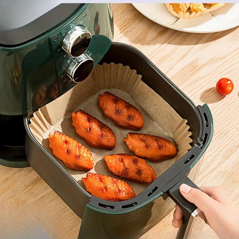 100 Pcs Parchment Paper for Air Fryer, Non-Stick Liners Square Free of Bleach, Microwave Safe