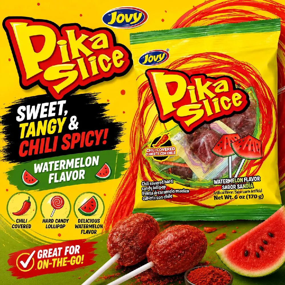 Jovy Pika Slice Watermelon flavor chili covered net wt6-oz Jovy Pika Slice Watermelon flavor chili covered net wt6-oz