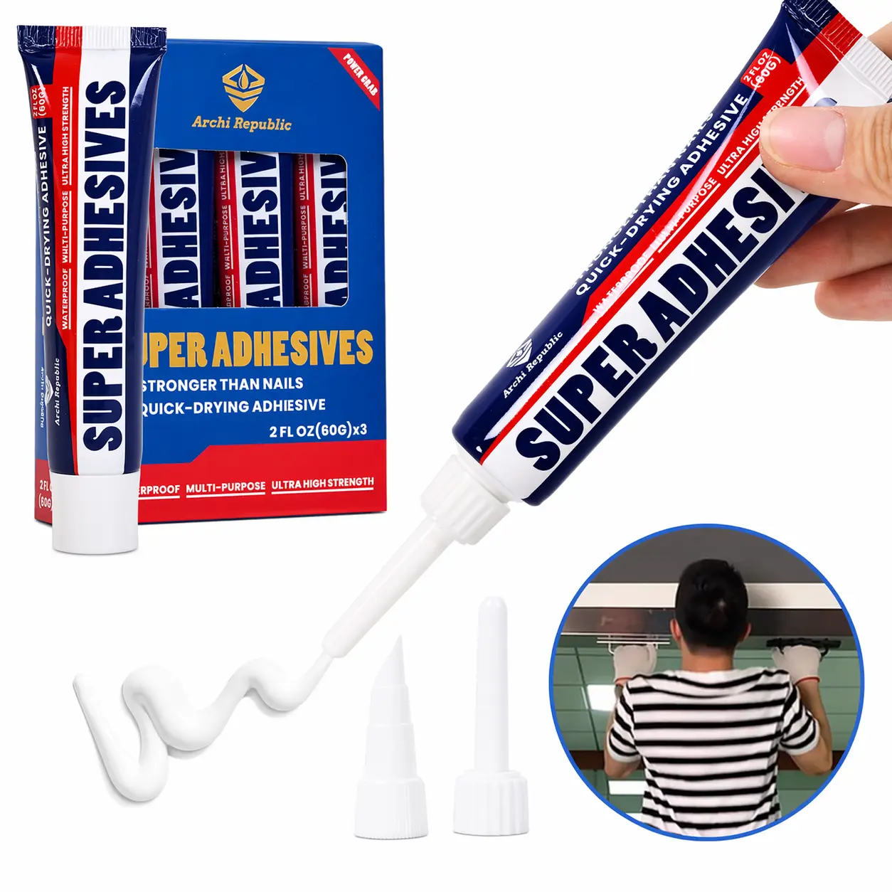Archi Republic Super Adhesive Construction Glue, Heavy Duty All-Purpose Repair Glue, Strong Bonding, Heat Resistant Multi-Surface Adhesive