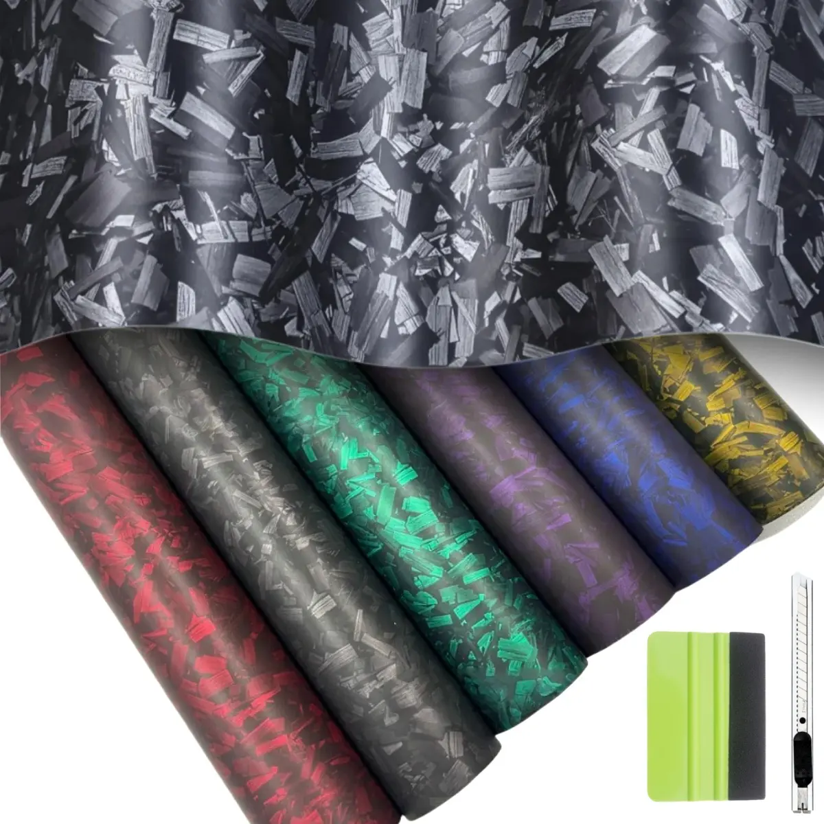 Matte Carbon Fibre 7D Car Body Vinyl Film Wrap Sticker Air Bubble Free 60" x 12", 5FT Self-Adhesive Car Interior External DIY Decoration Accessories Waterproof, Universal For BMW Chevrolet Ford Honda Jeep Nissan Toyota Mercedes-Benz Hyundai Volkswagen