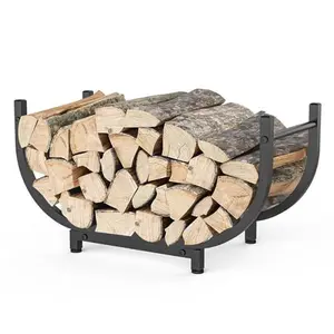 Firewood Rack Outdoor 30in Indoor & Outdoor Rustproof Holder Stable Log Organizer for Fireplace Decor