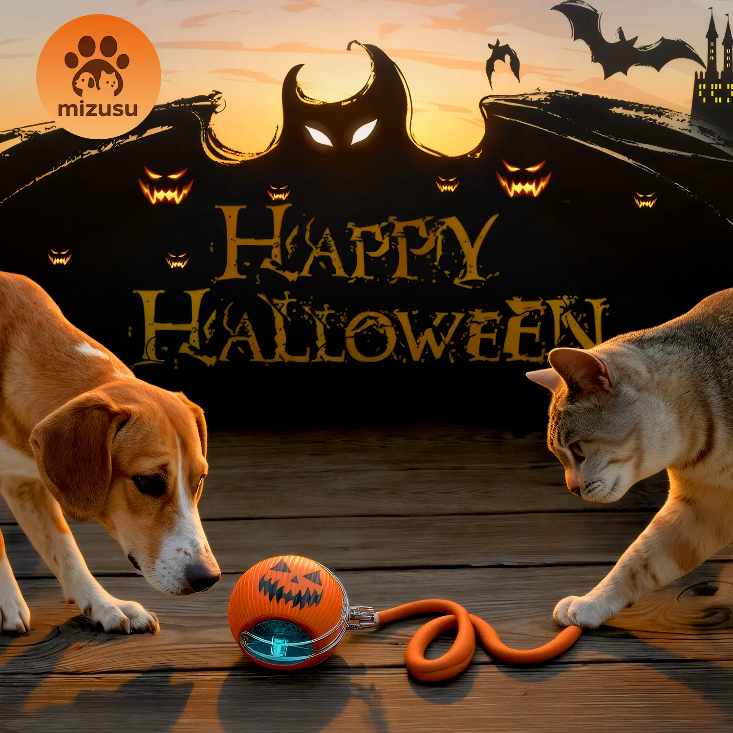 【Halloween Limited】 Mizusu Interactive Cat & Dog Teaser Toy with Two Additional Tails, Kitten Rolling Ball Toy, Pet Supplies, Dog & Cat Accessories Cu