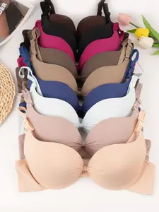 9 Colors in 1 Pack Seamless Invisible Fit T-Shirt Bra for Everyday Wear Medium Supportive Underwire Buckle Underwear