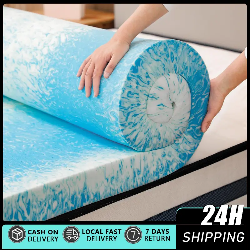 2 Inch Gel Memory Foam Mattress Topper, Queen Size Cooling Bed Topper for Back Pain & Pressure Relief Memory Foam Cooling Gel Swirl Infused Bed Topper for Back Pain, Supportive Memory Foam, Mattress Toppers