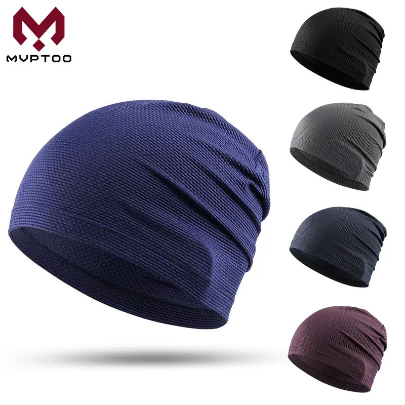 MVPTOO 4-Pack Adults' Skull Caps - Lightweight Breathable Headwear, 96.1% Nylon Blend, Smooth Soft Flex Ice Feeling Helmet Liner, Sweat-Absorbing Stays Put Grip for Sports Running, Outdoor Activities