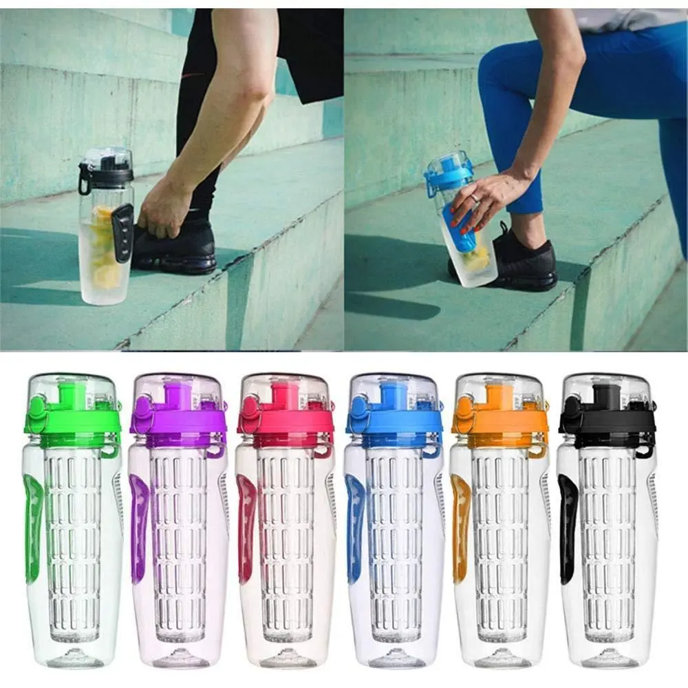 32Oz Fruit Infusing Infuser Water Bottle Water Fruit Bottle BPA Free Plastic Sport Fruit Infuser Water Bottles With Infuser Juice Shaker