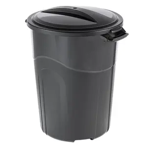 32 Gallon Heavy Duty Plastic Garbage Can with Click Lock Lid Large Trash Can Sturdy Handles for Garage Indoor Outdoor Black