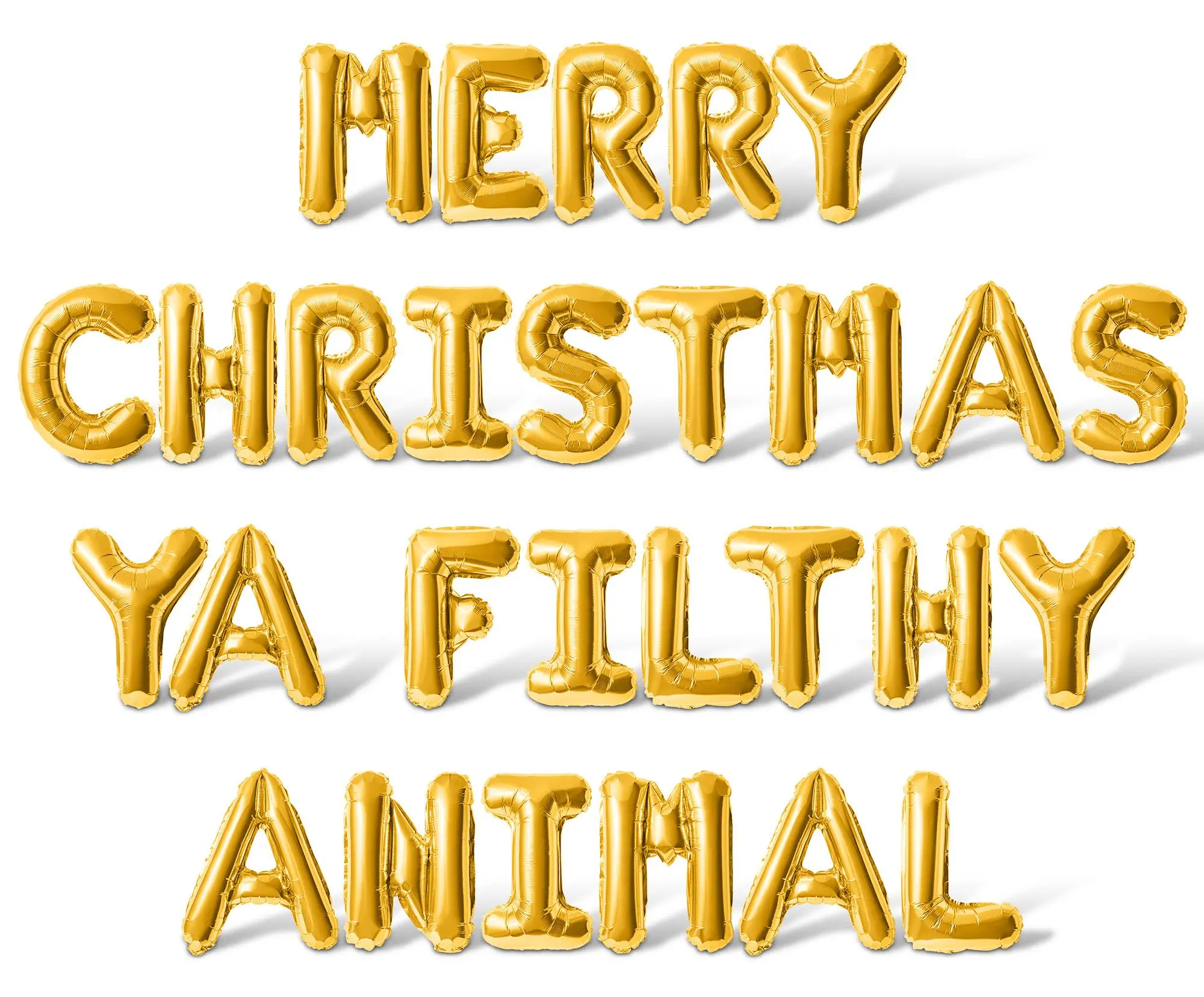Letter Balloons - MERRY CHRISTMAS YA FILTHY ANIMAL 16" Inch Alphabet Letters Foil Mylar Balloon Christmas Party Banner