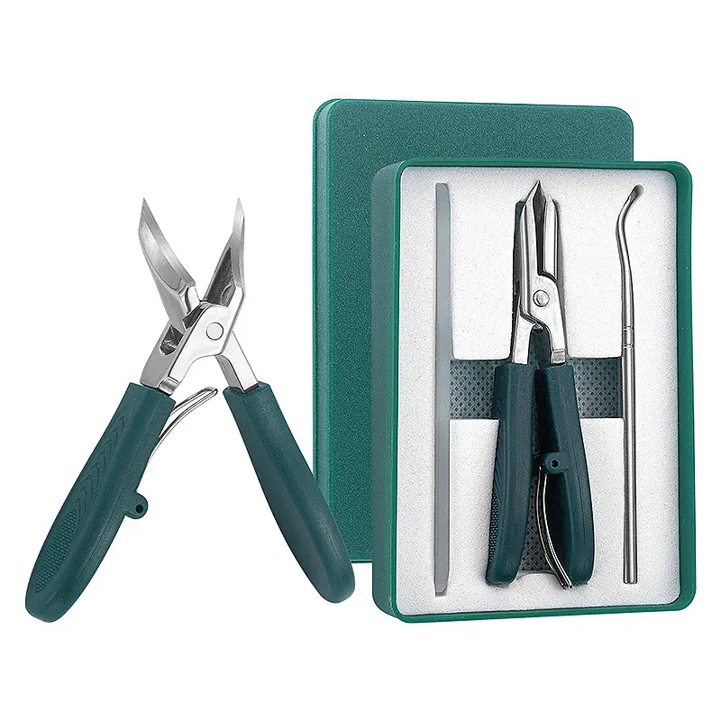 Eagle Beak Beveled Nail Clippers, 3 in 1 Stainless Steel Wide Jaw Opening Anti-Splash Nail Clipper, Long Handle Angled Head Toenail Clippers for Ingrown & Thick Toenails Cutics