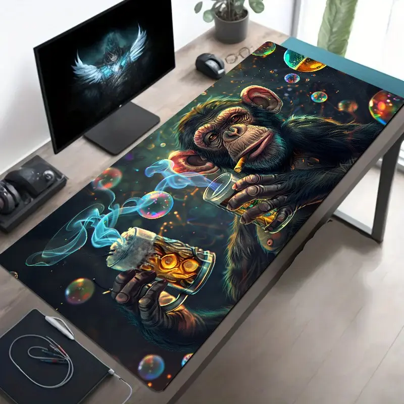 Large Rubber Gaming Desk Mouse Pad, Non Slip Mousepad, Animal Design Style, Non-Slip Base, Ideal for Office and Game Settings, Christmas and Halloween Gift Choice