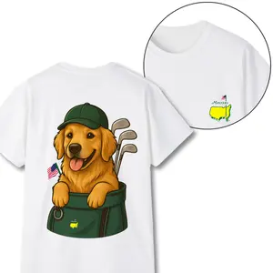2025 Masters Tournament Tee Cute Golden Retriever Golf Shirt, Perfect Gift For Women, For Men, Cotton Graphic Top Menswear