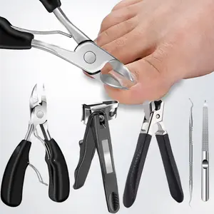 5 Pieces Ingrown Toenail Clippers and Angled Nail Clipper Set, 360°Rotating Nail Clippers for Seniors, Large Toenail Clippers for Thick Nails