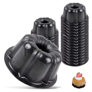 25 PCS Bakeable Plastic Mini Flan Molds with Non-Stick Silicone Coating, for Baking Cake, Cheesecake, Reusable