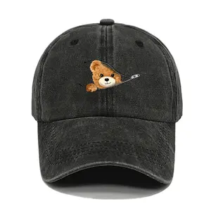 Unisex Cartoon Teddy Bear Embroidered Baseball Cap Mesh Hat Outdoor Sport Adjustable Sunscreen Leisure Hat Spring Autumn Travel Tourism Beach