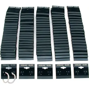 100-pc Earring Cards for Selling -  Hanging Earring  Cards, Earring Holder Cards (Black Flocked  w/Sterling  Label, 2 x 2) Fit 3 Pairs