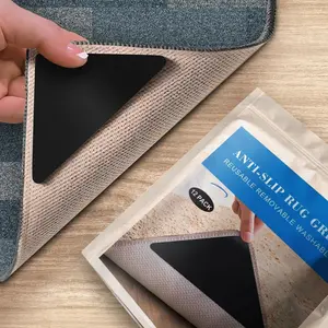 Rug Grippers 12 count, Non Slip Rug Pads for Area Rugs, Double Sided Adhesive Carpet Tape for Hardwood Floors and Tiles, Washable Gripper Non Skid Rug Backing,  Decor Essentials