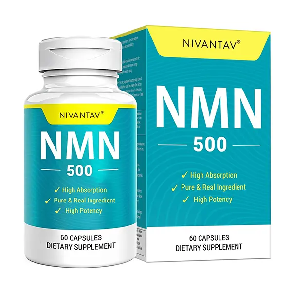 Vegan NMN Supplement 500mg - 99% Pure Nicotinamide Mononucleotide for NAD+ Support - Higher Absorption Formula for Cellular Energy Immune & Muscle Health - Anti Aging & Longevity Support - 60 Capsules (60 Day Supply)