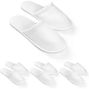 Disposable Slippers For Guests, Bulk White Slipper Pack For Hotel, Spa, Travel, Shoeless Home, Fits up to Adult