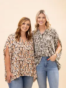 Mixed Print 1/2 Kimono Sleeve Top | S-XL