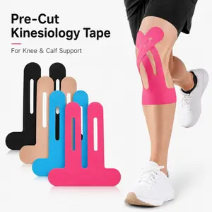 Precut Kinesiology Tape for Knees, 10 Pcs Athletic Knee Support Tape, Waterproof Elastic Sports Tape for Running, Gym & Basketball
