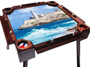 Morro Castle Design Domino Table – Cuban Seascape, Historical Style, Foldable and Decorative