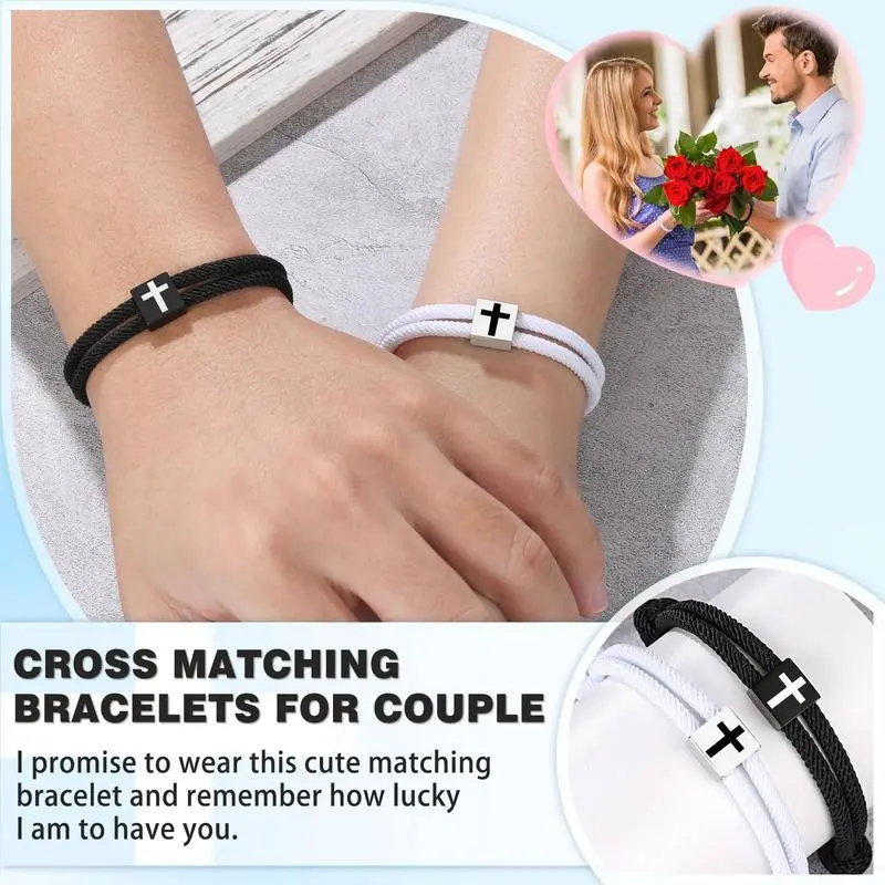 Cross Braided Rope Bracelet for Men Boys Christian Baptism Christmas Valentine's Day Gifts for Couples Cross Braided Rope Bracelet for Men Boys Christian Baptism Christmas Valentine's Day Gifts for Couples