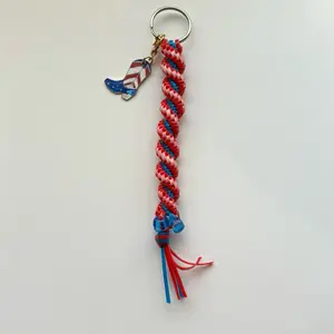 The Americana Loop Keychain with Patriotic Charm and Colorful Rope Design