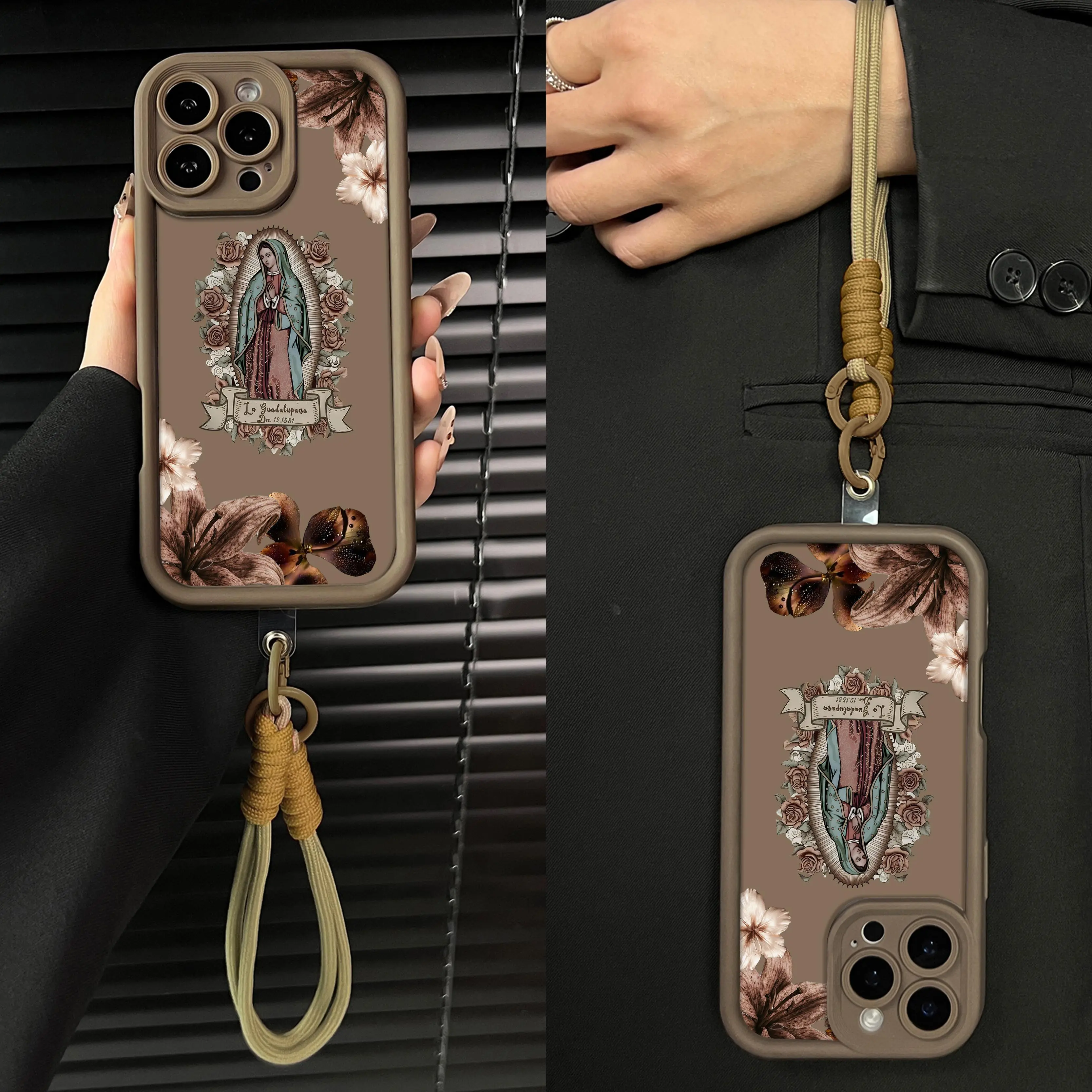 Virgin Mary and Flowers Pattern Phone case for iPhone Samsung 17Pro Max Air 16Plus E 15 14 13 12 11 XR XS Galaxy S25 S24 S23 S22 A71 A56 A55 A54 A53 A52 Note20 cases, Soft TPU, Bumper Drop Protection, Rugged Durable Back Cover, Perfect Gift for Girls.JL74