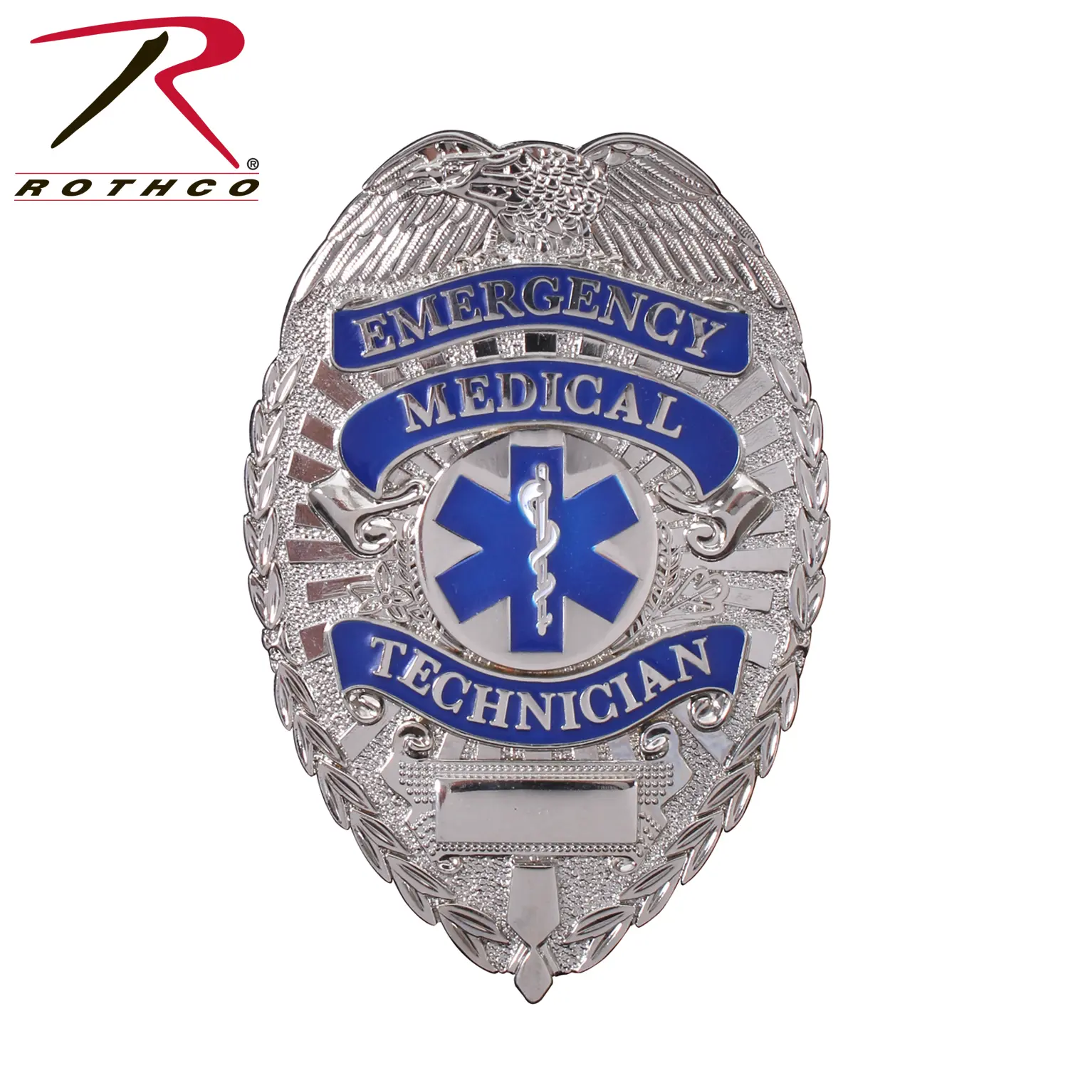 ROTHCO Deluxe EMT Shield Brooch, Classic Star of Life Emblem in Polished Nickel-Plated Zinc Alloy for Cosplay, Ceremony & Training Programs, Plain, Detailed Polished Finish, 3 1/8” X 2 1/4”, Polished Shine