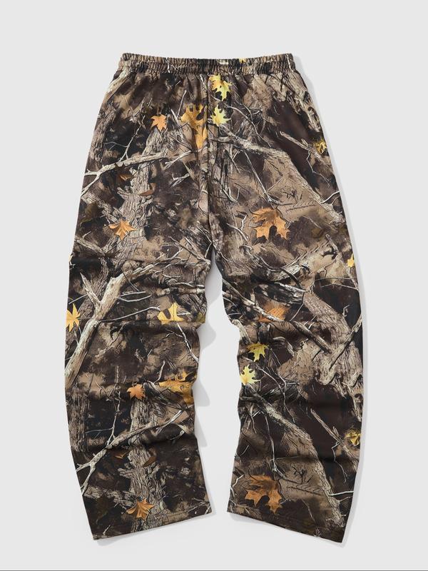 Men's Camo Tree Print Pants, Street Fashion Casual Loose Trousers for Daily Wear, Men's Bottoms for Summer Men's Camo Tree Print Pants, Street Fashion Casual Loose Trousers for Daily Wear, Men's Bottoms for Summer