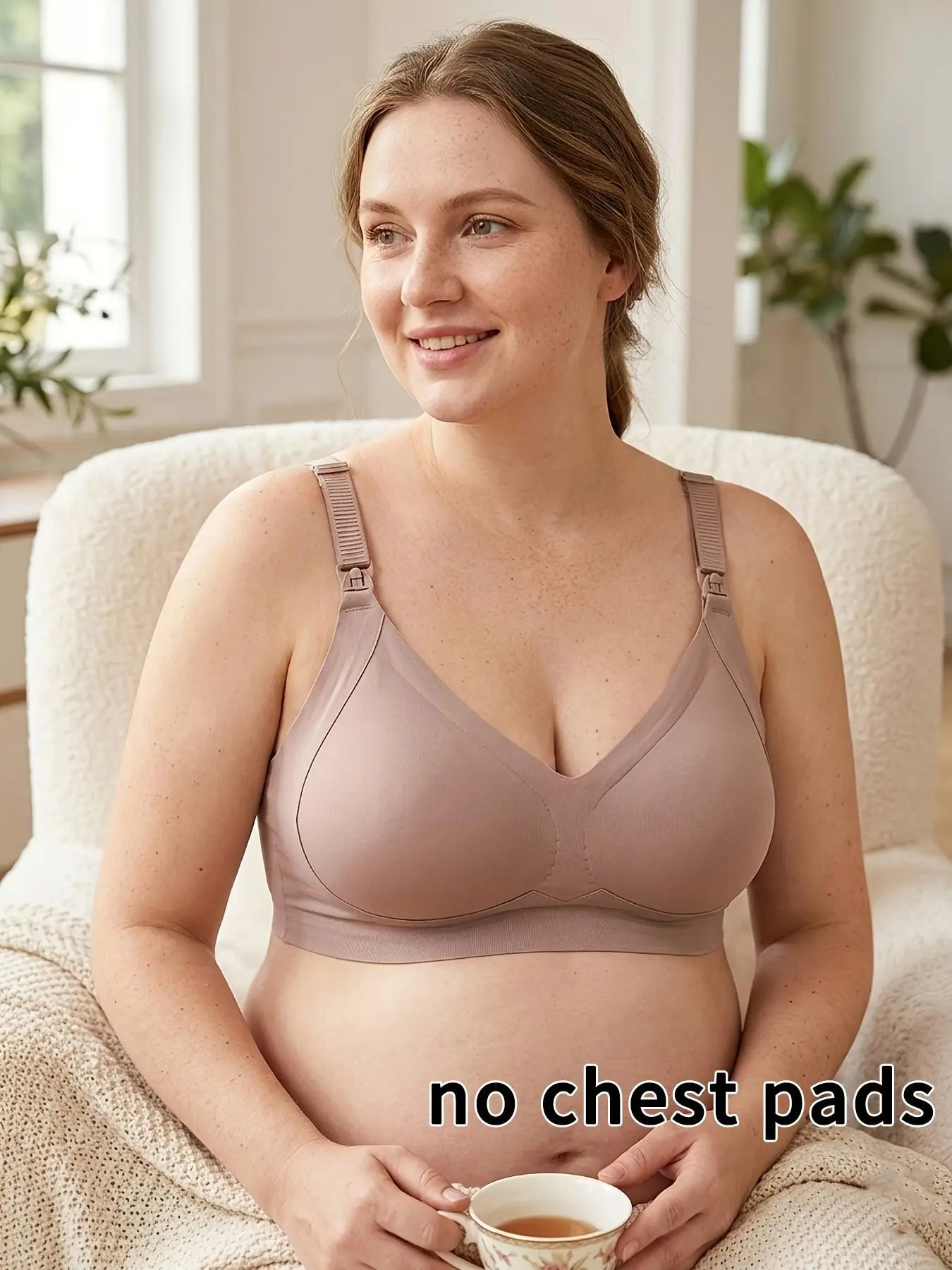 Plus Size Women's Nursing Bra, Seamless Comfort Adjustable Straps, No Sponge Padding, Suitable for Pregnancy Postpartum Wear, Maternity Bras For Pregnancy, Pregnancy Maternity Solid Bra, Maternity Underwear