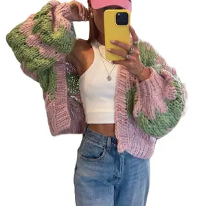 Women’s Fashion Knit Cardigan Sweater – Chunky Cable Knit Long Sleeve, Oversized Cozy Cardi for Casual Wear