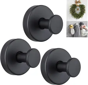 Suction Cup Hooks for Wreaths, 2025 New No Drill Suction Cup Hooks for Shower Hanging Towels, Wreath Hanger for Front Door, Holder for Glass Window Door Bathroom Mirrors (3pcs, Black)