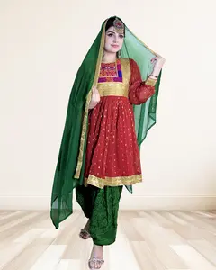 Red and Green Patiala Suit with Gold Gota Work