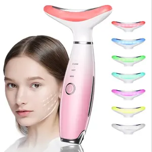 7 Color  Facial Massager,Rechargeable Vibrating Face & Beauty Device with Heating,3 Mode Skin Care Tool，Home Rechargeable Facial Care Tool, Portable Face Massager Beauty Device for Skin Care,Gift for Women/Girls