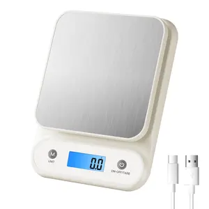 Digital Food Scale For Kitchen 11lb/0.1oz  5kg/0.1g Cooking Baking Built-in 300mah Li-battery Rechargeable Type-c Charging White (1)