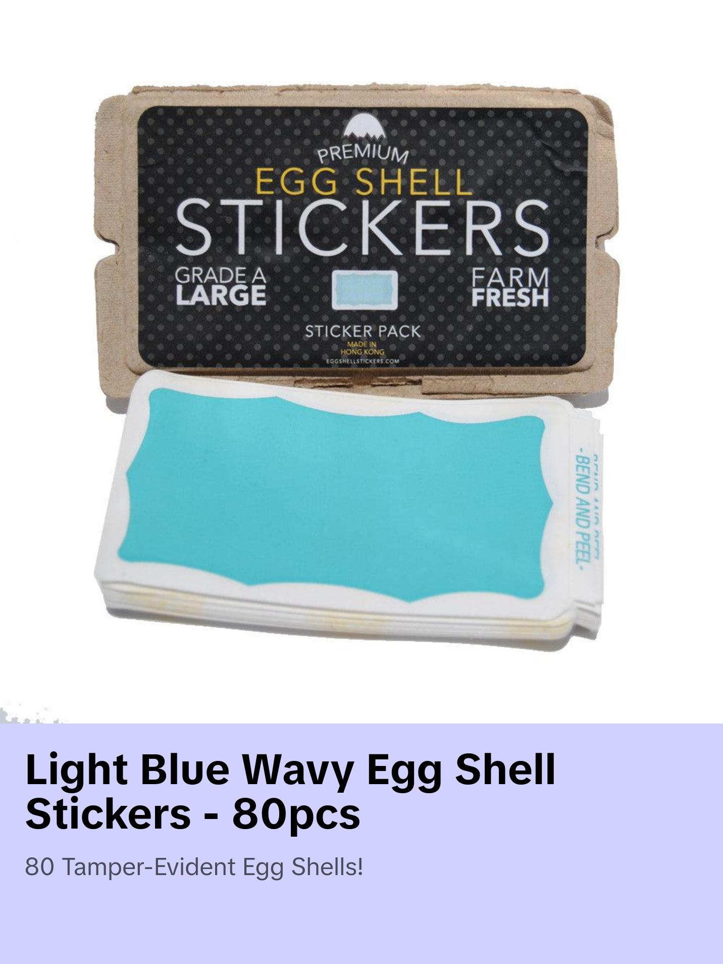 Egg Shell Sticker "Light Blue Wavy Border Blanks" Pack - 80pcs