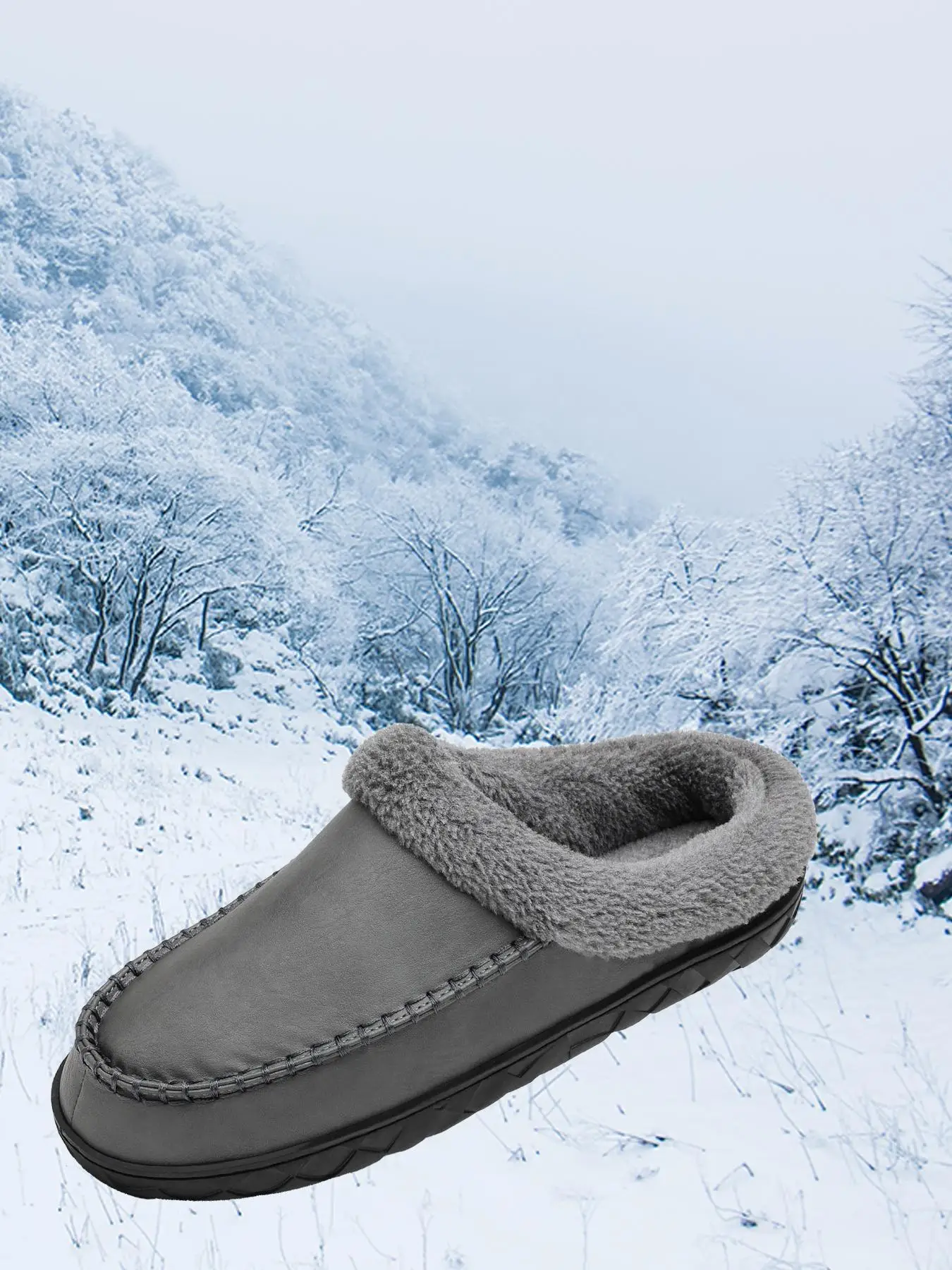 Men's Minimalist Casual Plain Round Toe Slippers, Simple Design Plush Soft Slippers, Warm & Cozy Bedroom Slippers, Non-slip Slippers for Indoor Outdoo