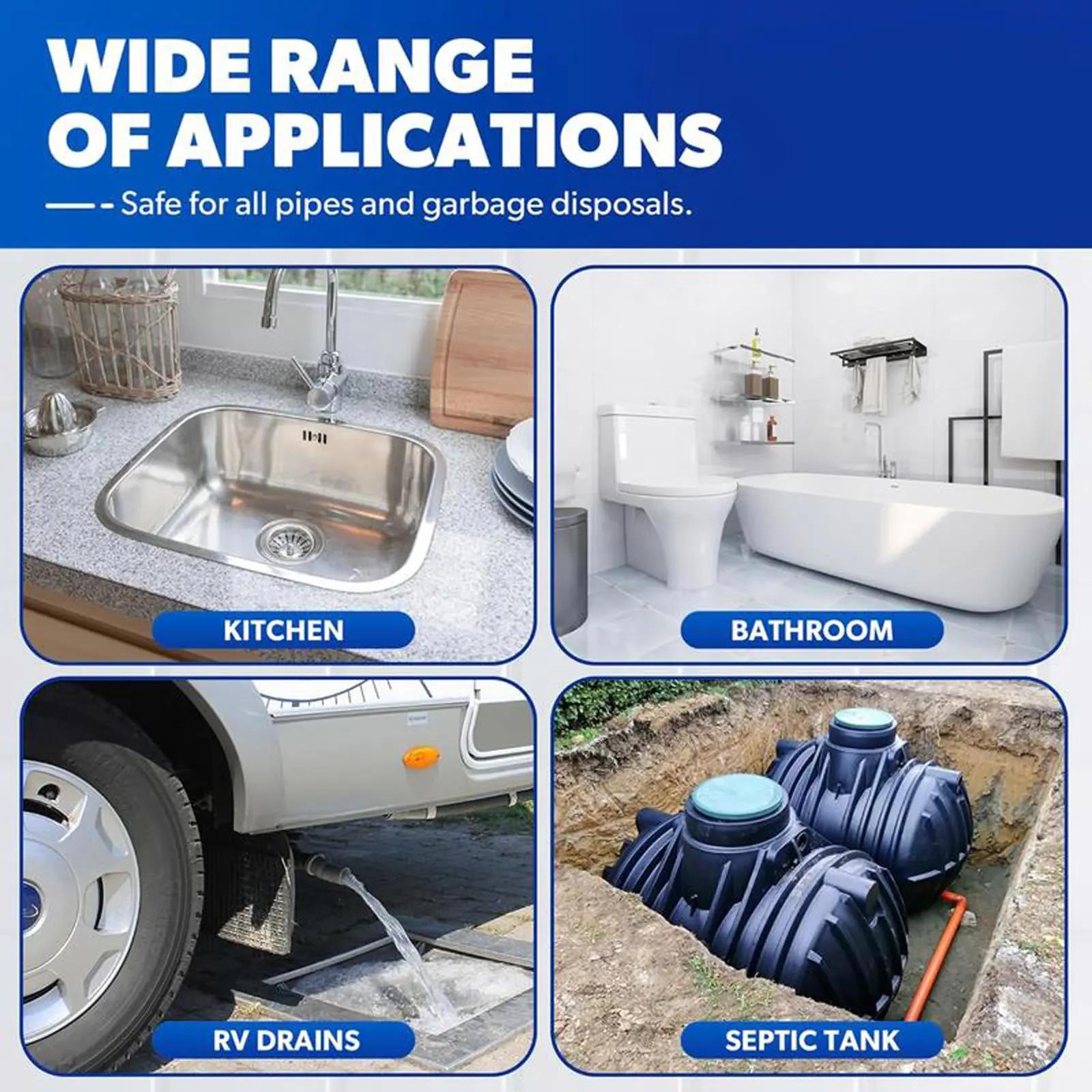 Pipe Dredging Agent for Kitchen and Toilet Pipelines,Dissolves 200+ Blockages and Kills 99% of Bacteria.2PCS