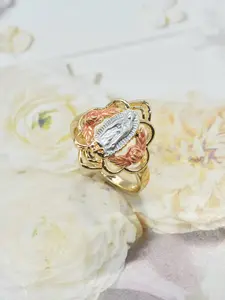 Elegant Saint Mary Hollow Floral Ring, Rose Flower Ring, Daily Wear, Party, Banquet, Prayer Jewelry, Religious Gift, Durable Accessory