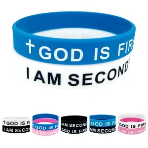 2 Pack- GOD IS FIRST BRACELET I AM SECOND Bracelets Insirational Gift for Men Women,Rubber God Bracelets Wristband,Motivational Bible Verse Bracelet Valentine's Day Gift for Him Her