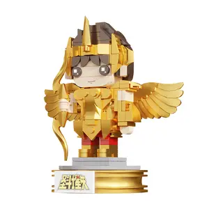 PANTASY Gold Saint Seiya Collection Aries,Taurus,Gemini,Leo,Libra & Sagittarius Figures Building Block Set, Creative DIY Models for Fans & Collectors