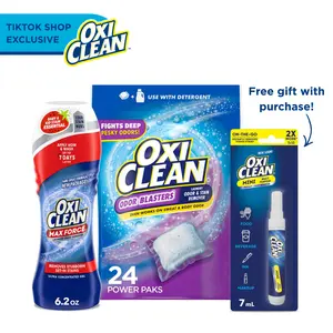 OxiClean Power Pak Laundry Booster + Stain Pre-Treater Bundle, Stain Remover Laundry Packs, Use with Detergent, Eliminates Tough Odors and Removes Stains