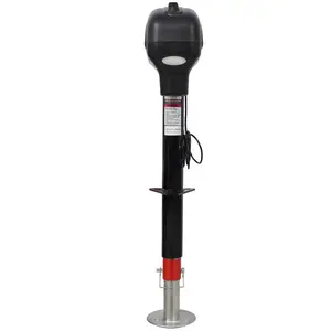 Black Steel 12V DC Electric Tongue Jack, 3500LBS Capacity, 5.70x8.30x29.20 Inch, Adjustable Drop Leg RV Trailer Camper Lift with Waterproof Cover