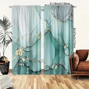 Marble Pattern Curtains Set, Window Curtain, Elegant Home Decor, Stylish Room Decoration, Perfect for Living Room and Bedroom, 2 Pieces